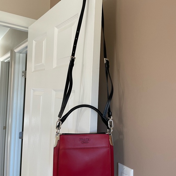 Prada Small Leather Margit Bag Red/Black - Picture 2 of 15